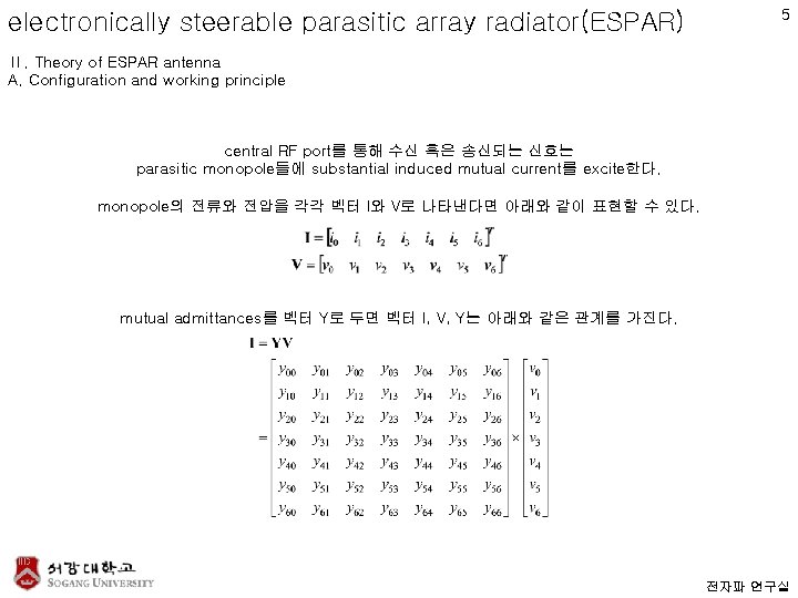 electronically steerable parasitic array radiator(ESPAR) 5 Ⅱ. Theory of ESPAR antenna A. Configuration and