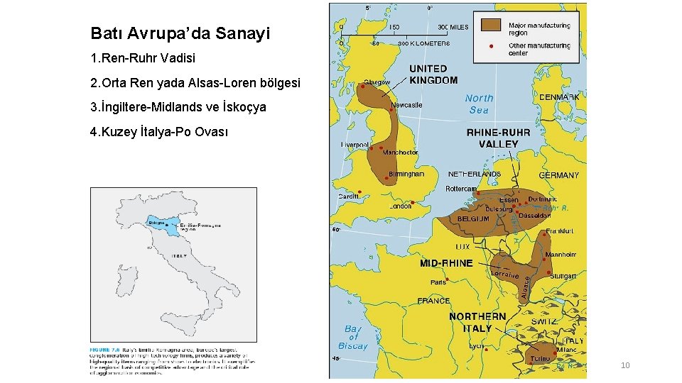 Batı Avrupa’da Sanayi 1. Ren-Ruhr Vadisi 2. Orta Ren yada Alsas-Loren bölgesi 3. İngiltere-Midlands