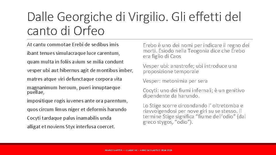 Dalle Georgiche di Virgilio. Gli effetti del canto di Orfeo At cantu commotae Erebi