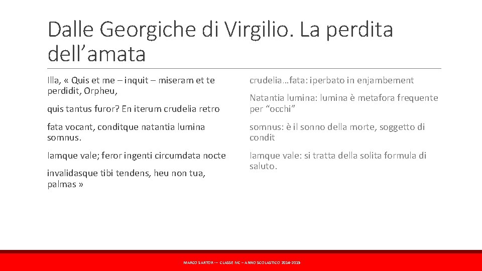 Dalle Georgiche di Virgilio. La perdita dell’amata Illa, « Quis et me – inquit