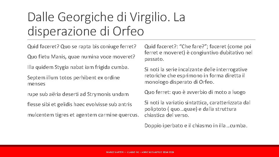 Dalle Georgiche di Virgilio. La disperazione di Orfeo Quid faceret? Quo se rapta bis