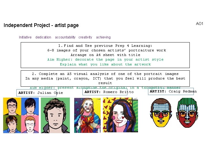 AO 1 Independent Project - artist page Initiative dedication accountability creativity achieving 1. Find