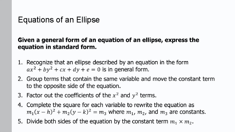 Equations of an Ellipse • 