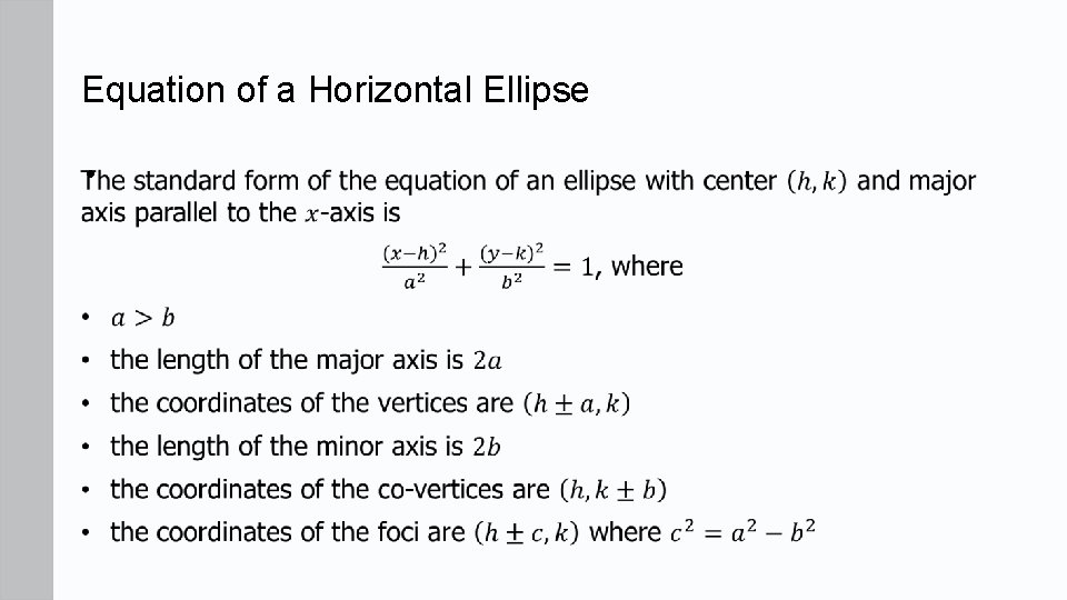 Equation of a Horizontal Ellipse • 