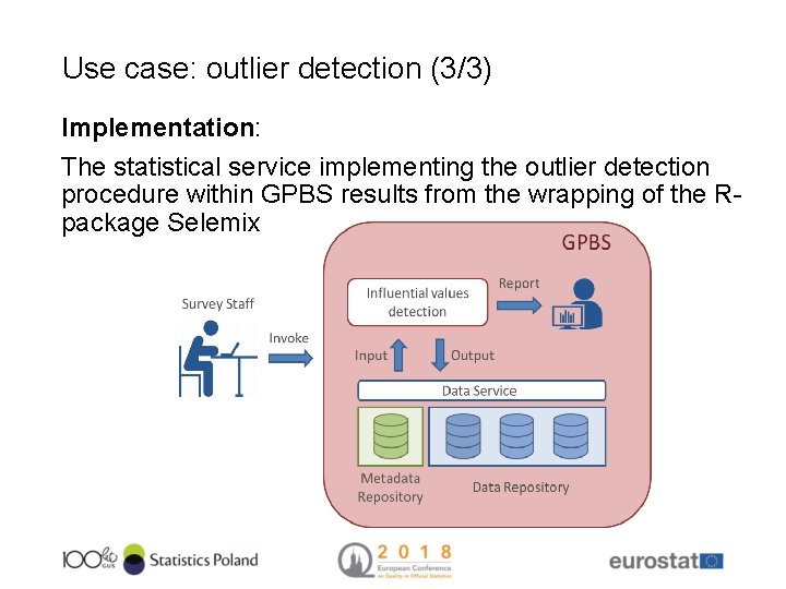 Use case: outlier detection (3/3) Implementation: The statistical service implementing the outlier detection procedure