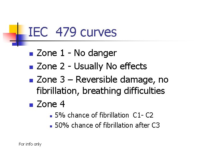 IEC 479 curves n n Zone 1 - No danger Zone 2 - Usually