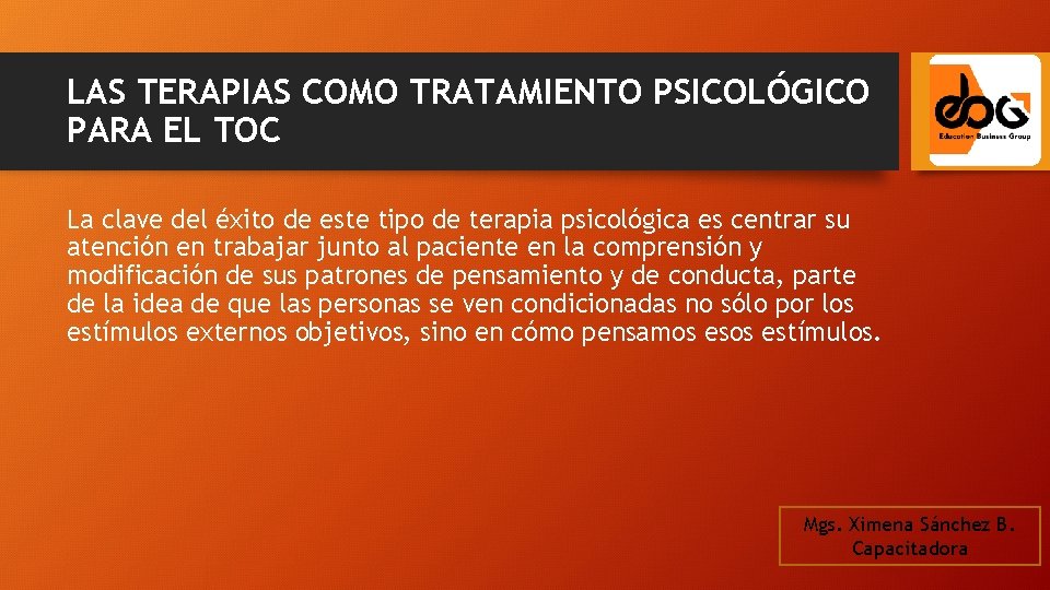 TRATAMIENTO PSICOLGICO PARA EL TRASTORNO OBSESIVO COMPULSIVO TOC