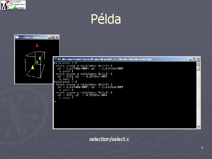 Példa selection/select. c 9 