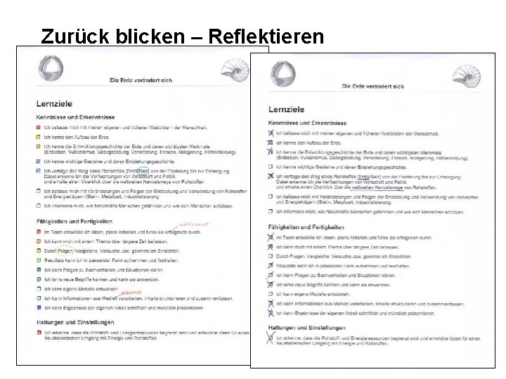 Zurück blicken – Reflektieren 