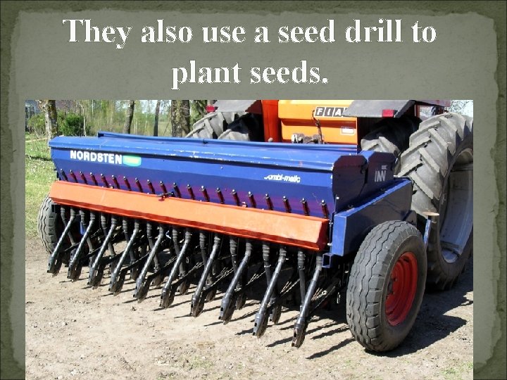They also use a seed drill to plant seeds. 