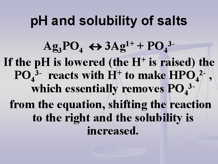 p. H and solubility of salts Ag 3 PO 4 3 Ag 1+ +