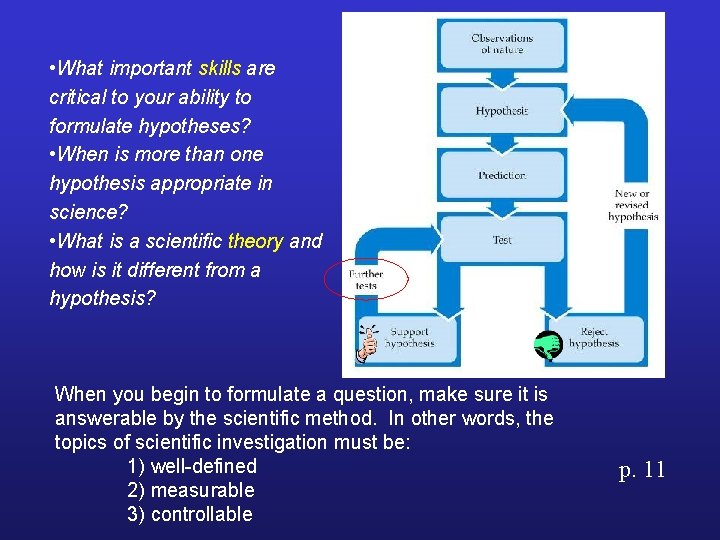  • What important skills are critical to your ability to formulate hypotheses? •