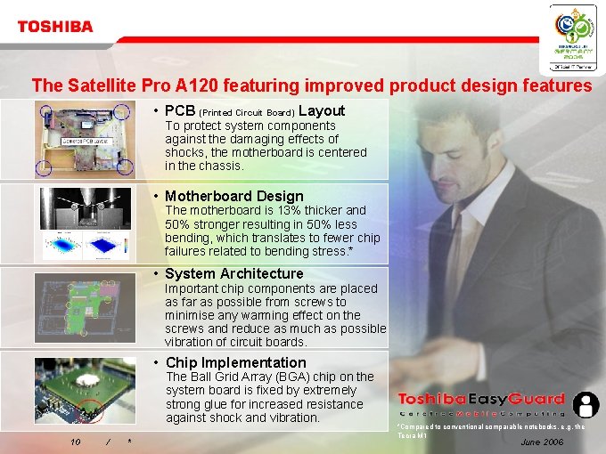 The Satellite Pro A 120 featuring improved product design features • PCB (Printed Circuit