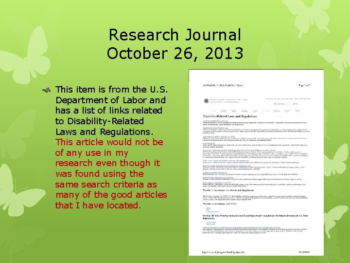 Research Journal October 26, 2013 This item is from the U. S. Department of