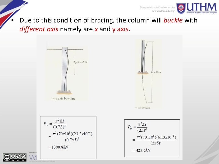  • Due to this condition of bracing, the column will buckle with different