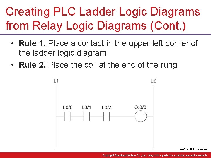 Creating PLC Ladder Logic Diagrams from Relay Logic Diagrams (Cont. ) • Rule 1.