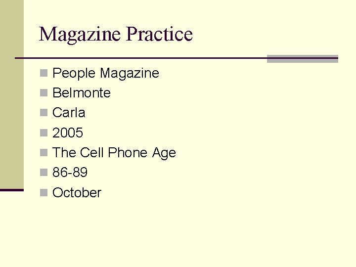 Magazine Practice n People Magazine n Belmonte n Carla n 2005 n The Cell