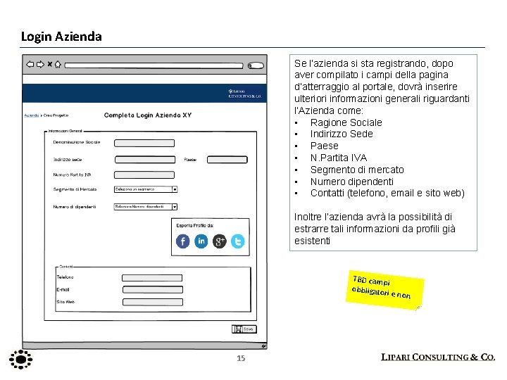 Login Azienda Se l’azienda si sta registrando, dopo aver compilato i campi della pagina