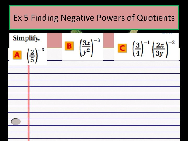 Ex 5 Finding Negative Powers of Quotients 