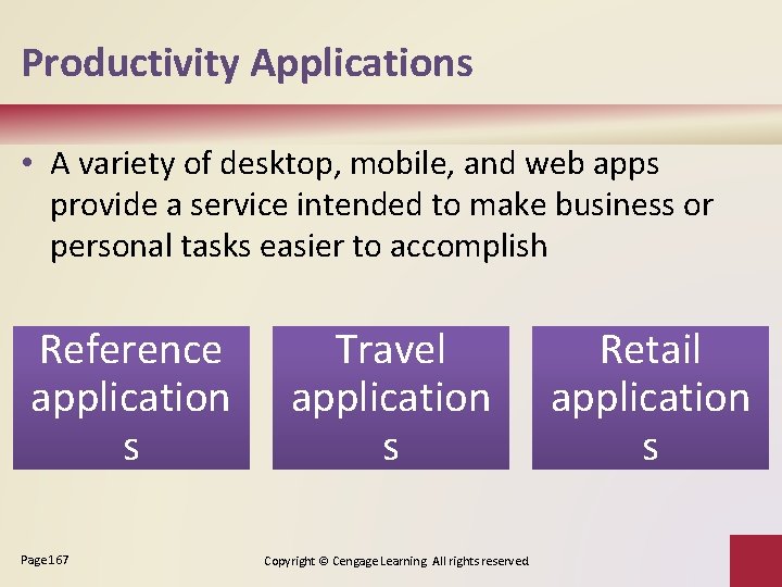 Productivity Applications • A variety of desktop, mobile, and web apps provide a service