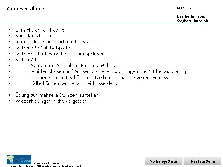 Übungsart: Zu dieser Übung Seite: 2 Bearbeitet von: Siegbert Rudolph • • • Einfach,