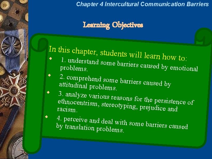 Chapter 4 Intercultural Communication Barriers Learning Objectives In this chapter, stu dents will learn