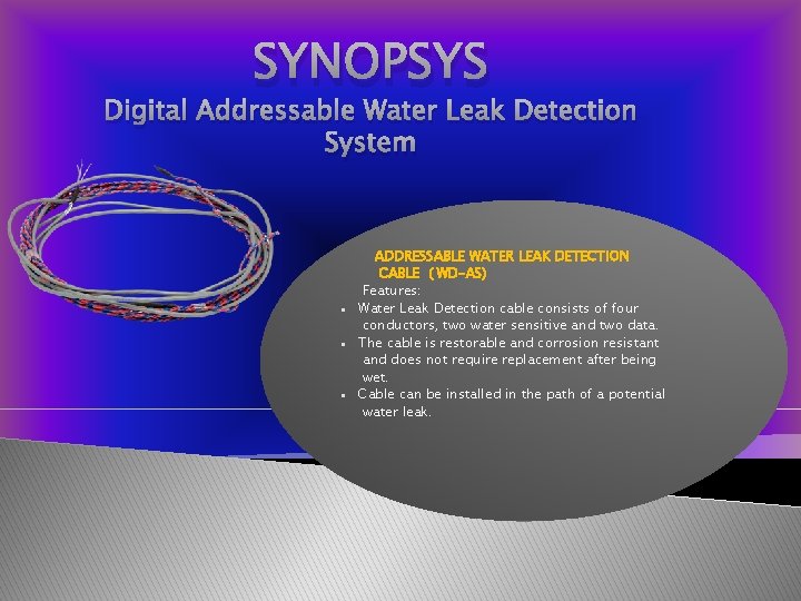 SYNOPSYS Digital Addressable Water Leak Detection System ADDRESSABLE WATER LEAK DETECTION CABLE ( WD-AS)