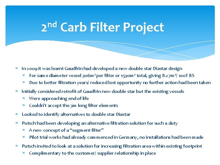 2 nd Carb Filter Project In 2009 it was learnt Gaudfrin had developed a