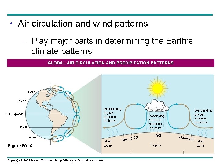  • Air circulation and wind patterns – Play major parts in determining the