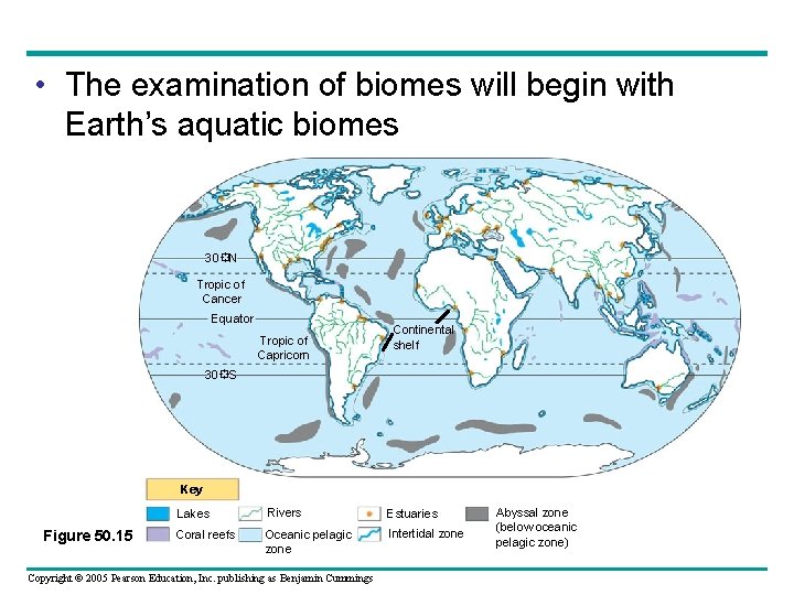  • The examination of biomes will begin with Earth’s aquatic biomes 30 N