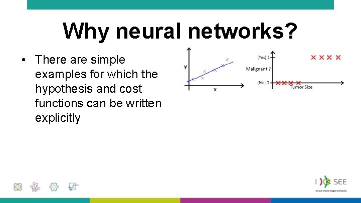 Why neural networks? • There are simple examples for which the hypothesis and cost