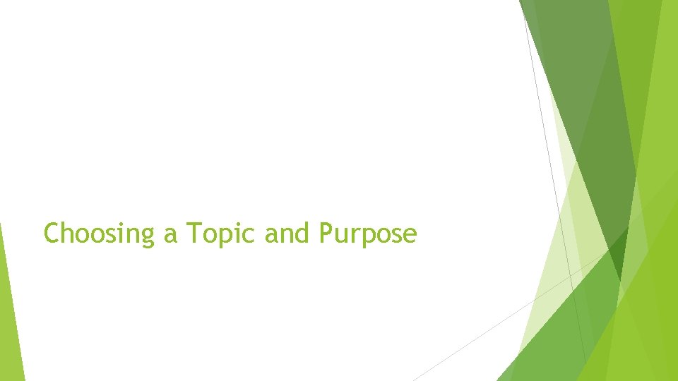 Choosing a Topic and Purpose 