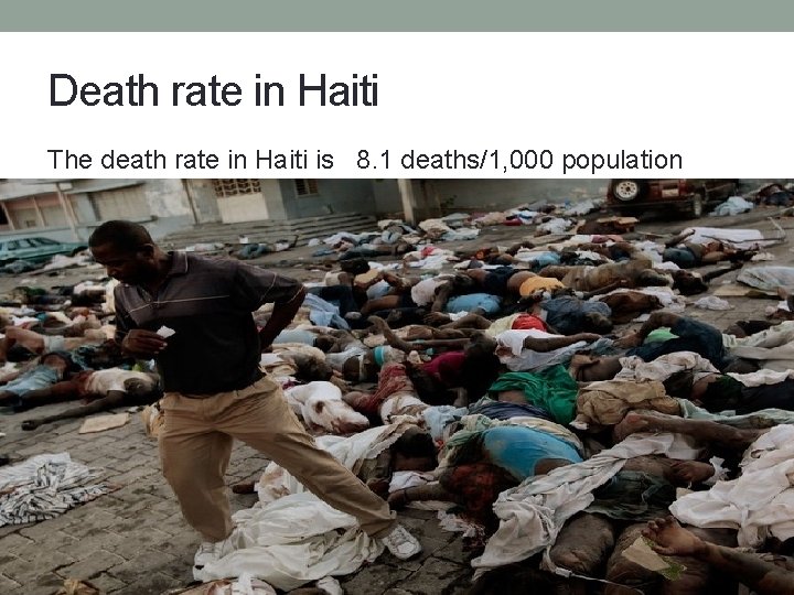 Death rate in Haiti The death rate in Haiti is 8. 1 deaths/1, 000