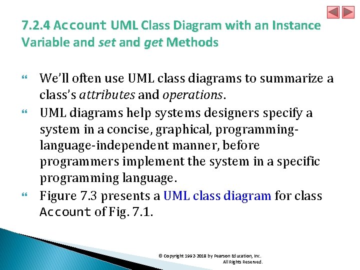 7. 2. 4 Account UML Class Diagram with an Instance Variable and set and
