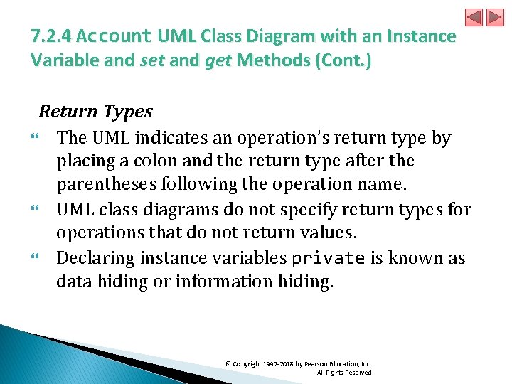7. 2. 4 Account UML Class Diagram with an Instance Variable and set and