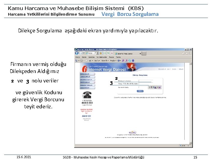 Kamu Harcama ve Muhasebe Bilişim Sistemi (KBS) Harcama Yetkililerini Bilgilendirme Sunumu Vergi Borcu Sorgulama