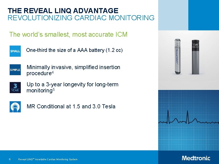 THE REVEAL LINQ ADVANTAGE REVOLUTIONIZING CARDIAC MONITORING The world’s smallest, most accurate ICM One-third