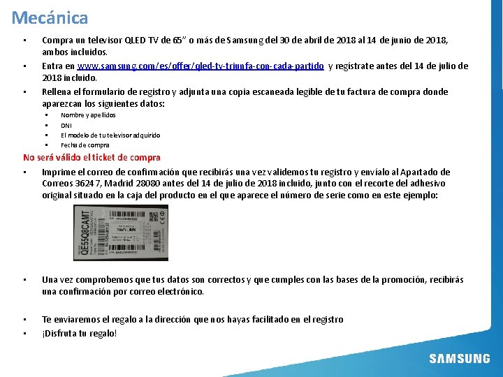 Mecánica • • • Compra un televisor QLED TV de 65” o más de