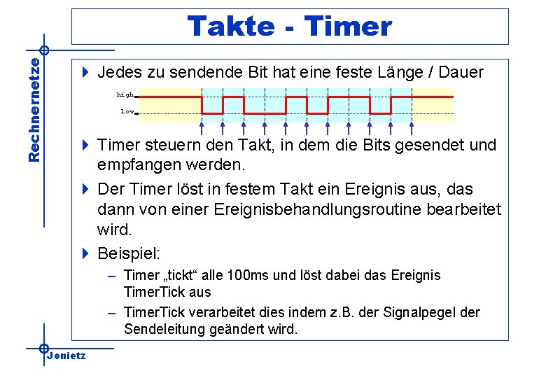 Rechnernetze Takte - Timer 4 Jedes zu sendende Bit hat eine feste Länge /