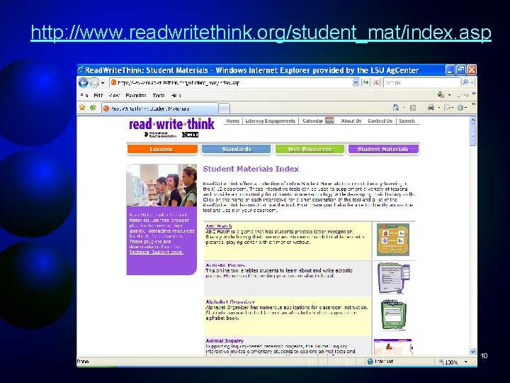 http: //www. readwritethink. org/student_mat/index. asp 10 
