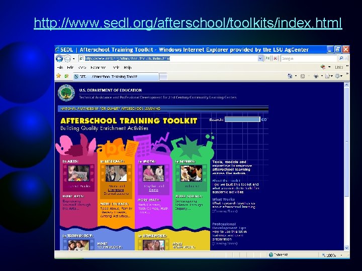 http: //www. sedl. org/afterschool/toolkits/index. html 21 