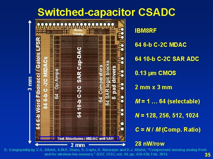 Switched-capacitor CSADC IBM 8 RF 64 6 -b C-2 C MDAC 64 10 -b