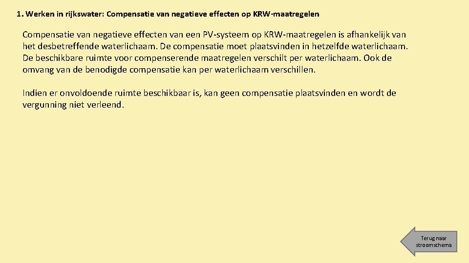1. Werken in rijkswater: Compensatie van negatieve effecten op KRW-maatregelen Compensatie van negatieve effecten