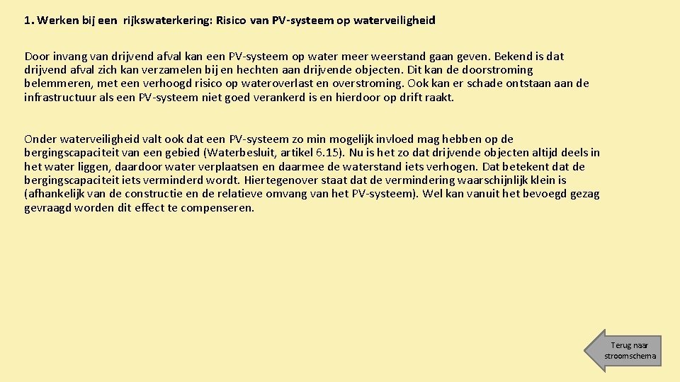 1. Werken bij een rijkswaterkering: Risico van PV-systeem op waterveiligheid Door invang van drijvend