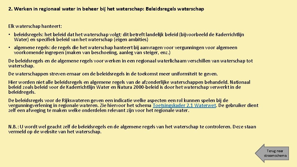 2. Werken in regionaal water in beheer bij het waterschap: Beleidsregels waterschap Elk waterschap