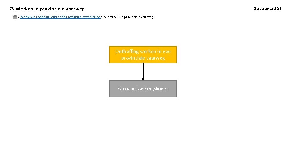 2. Werken in provinciale vaarweg Zie paragraaf 2. 2. 3 / Werken in regionaal