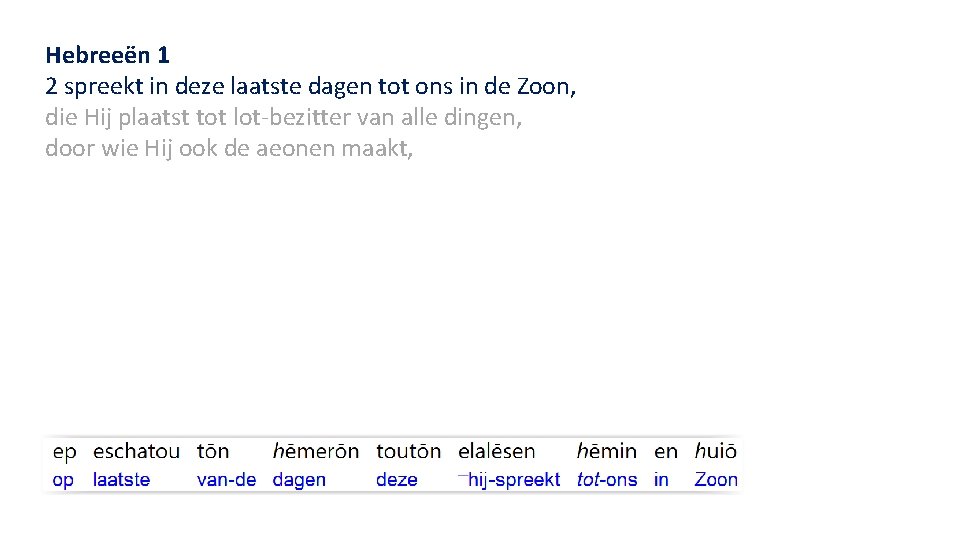 Hebreeën 1 2 spreekt in deze laatste dagen tot ons in de Zoon, die