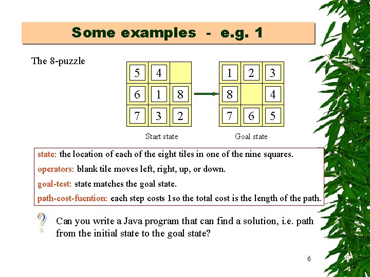 Some examples - e. g. 1 The 8 -puzzle 5 4 1 6 1