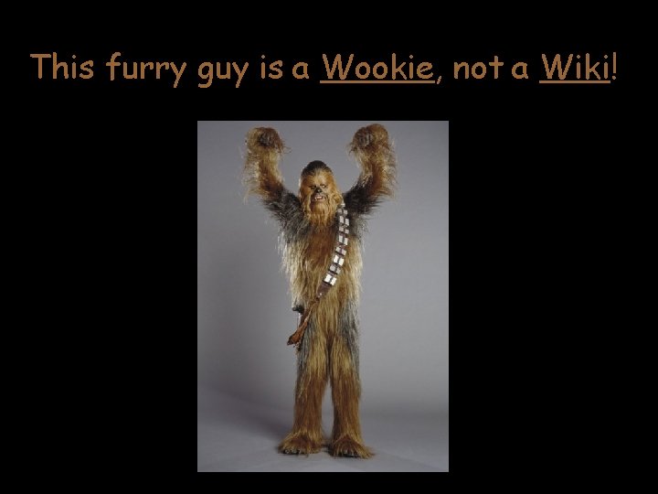 This furry guy is a Wookie, not a Wiki! 