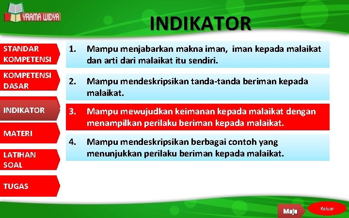 INDIKATOR 1. Mampu menjabarkan makna iman, iman kepada malaikat dan arti dari malaikat itu